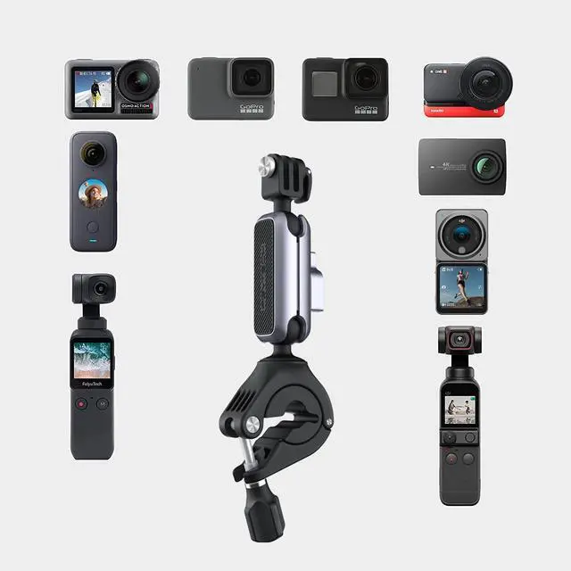 Alt view image 2 of 6 - Bike Motorcycle Handlebar Mount for DJI OSMO Action 4/3/2 Gopro 11/10/9/8/7/6/5 with 1/4"-20 Thread Adapter, 0.87 to 1.38 inches or 0.27-0.63 inches,Pocket 2, Insta360 ONE RS/R/ONE X3/X2