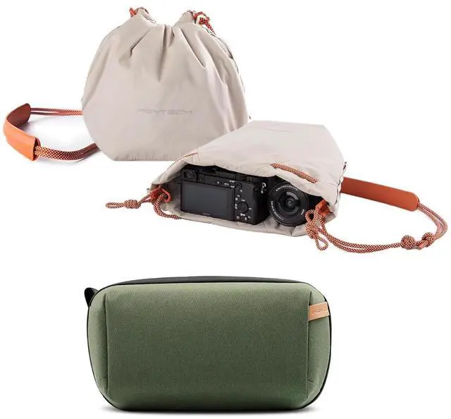 Main image of Tavel Tech Organizer+OneGo Drawstring Bag, Soft Cute Camera Pouch Handbag compatible with Mirrorless Cameras/Nikon/Canon/Sony/Fuji Camera