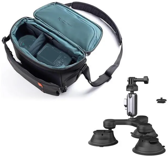 Main image of CapLock Triple Suction Mount+OneMo Sling Camera Bag 7L-9L, Waterproof Crossbody Camera Shoulder Bag for Photographers Travel, DSLR Camera Bag for Sony/Canon/Nikon/DJI Mavic/Mirrorless/Tripod