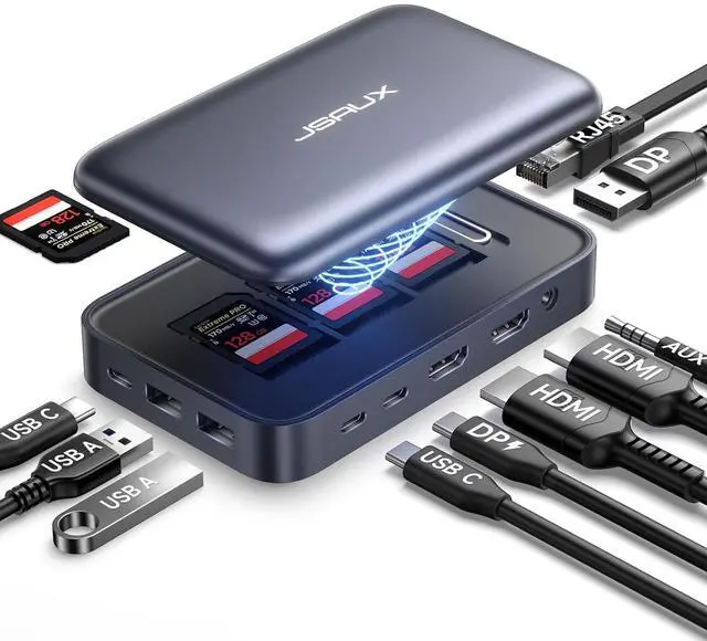 Main image of 12 in 1 USB C Docking Station 3 Monitors for MacBook/Dell/HP/Lenovo/Steam Deck/Portable Monitor, Laptop Docking Station with 4K DP, 4K HDMI*2, 100W PD, USB 3.0, 1000Mbps Ethernet, SD/TF