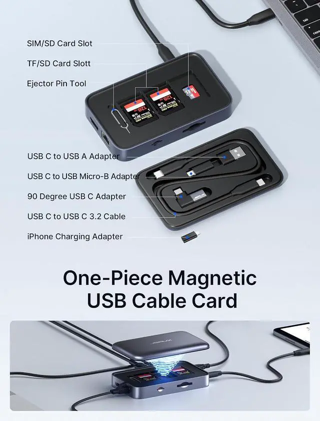 Alt view image 5 of 7 - 12 in 1 USB C Docking Station 3 Monitors for MacBook/Dell/HP/Lenovo/Steam Deck/Portable Monitor, Laptop Docking Station with 4K DP, 4K HDMI*2, 100W PD, USB 3.0, 1000Mbps Ethernet, SD/TF