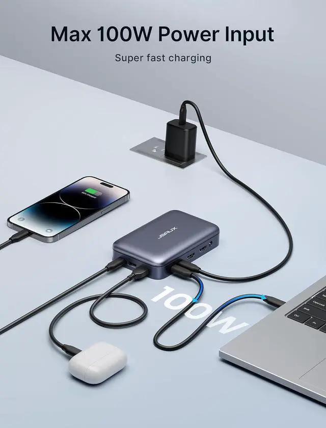 Alt view image 6 of 7 - 12 in 1 USB C Docking Station 3 Monitors for MacBook/Dell/HP/Lenovo/Steam Deck/Portable Monitor, Laptop Docking Station with 4K DP, 4K HDMI*2, 100W PD, USB 3.0, 1000Mbps Ethernet, SD/TF