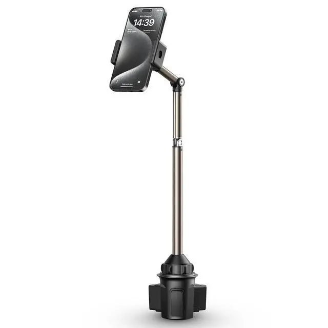 Main image of Car Cup Holder Cellphone Mount, Metal Long-Arm Ultra Stable Phone Holder for Car Cupholders - Adjustable for iPhone 16 15 Pro Max 13 12 11, Samsung Galaxy S24 S23 Ultra, Google Pixel 9 Pro