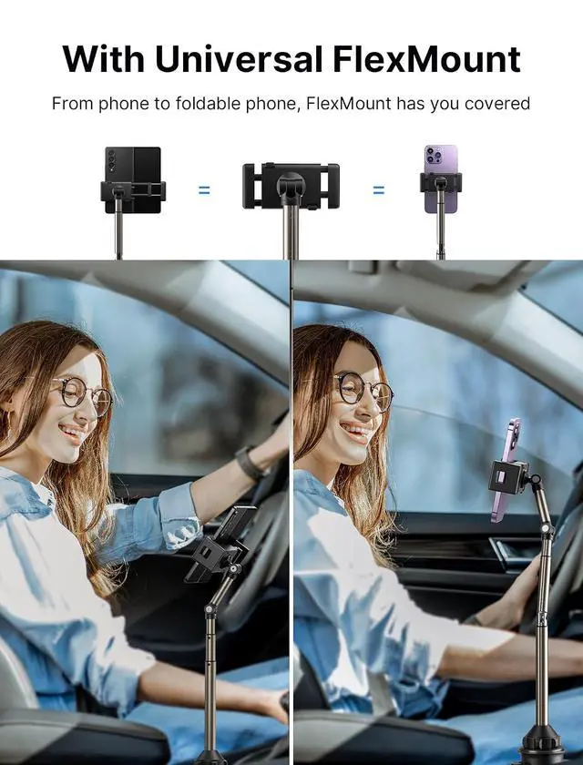 Alt view image 2 of 7 - Cup Holder Universal Mount for Foldable Phone, Car Truck Cradle Compatible With iPad Mini, Samsung Galaxy Z Fold 6/5/4, Pixel 9 Pro, Xiaomi Mix Fold 4/3/2