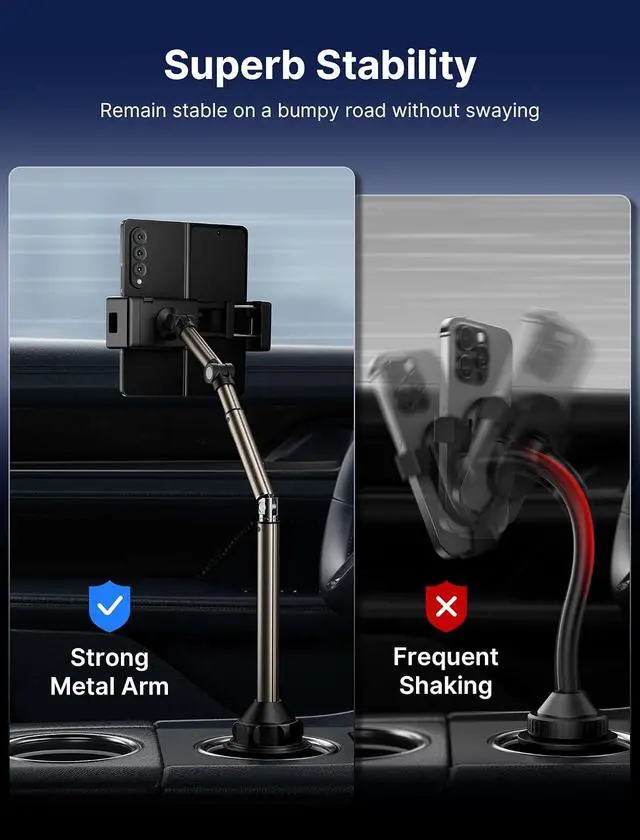 Alt view image 5 of 7 - Cup Holder Universal Mount for Foldable Phone, Car Truck Cradle Compatible With iPad Mini, Samsung Galaxy Z Fold 6/5/4, Pixel 9 Pro, Xiaomi Mix Fold 4/3/2