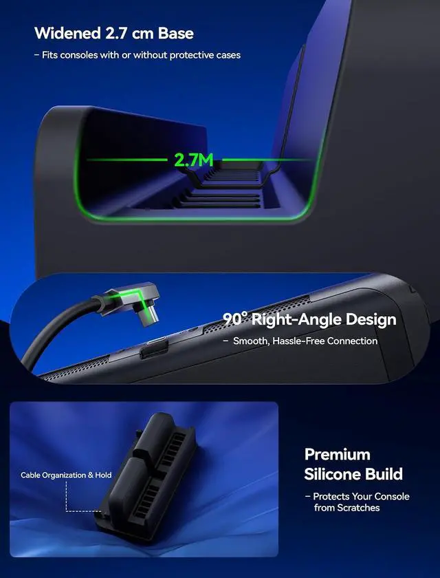 Alt view image 5 of 7 - Extender Cable with Stand for Switch 2 Dock, 35cm USB C Extension Cable for Thick Protective Cases, Fast Charging, 10Gbps Data, 4K@60Hz Video Output, 1:1 Dock Function Restore, Passive Cooling