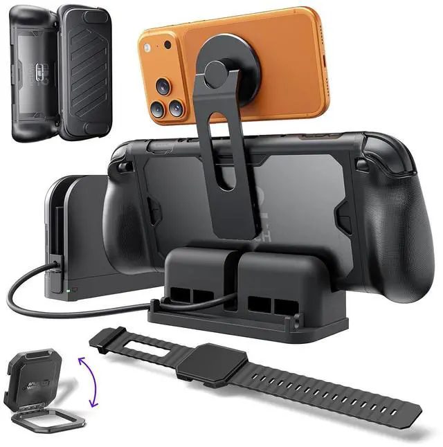 Main image of PC0121 ModCase for Nintendo Switch 2, 360° Full-Body Shockproof with Back Shell, Front Cover, Metal Kickstand, Silicone Strap, Base Stand & Extender, Magnetic Phone Mount - Ultimate Set