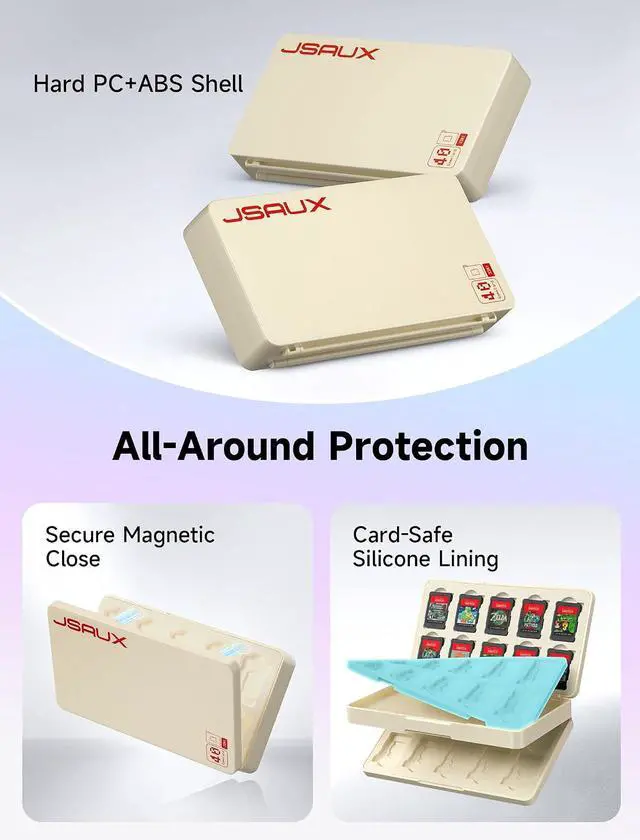 Alt view image 4 of 6 - Game Card Case for Nintendo Switch 2 (2025), Switch OLED & Lite, 40-Slot Hard Shell Storage Holder for 40 Game Cartridges & Micro SD Cards, Compact Gaming Card Organizer Box - Retro Red/White