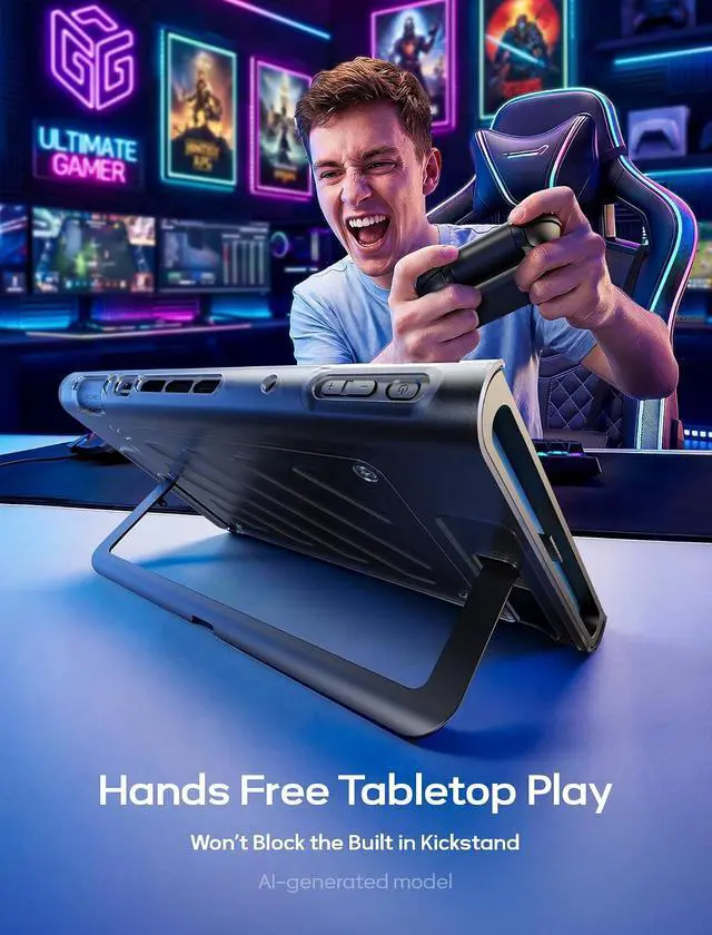 Alt view image 5 of 7 - Protective Case for Nintendo Switch 2, Split Design with TPU Frame & PC Front Cover, Ergonomic Non-Slip Grip, 10-Game Card Storage, Kickstand Compatible, Shockproof & Scratch-Resistant-PC0114