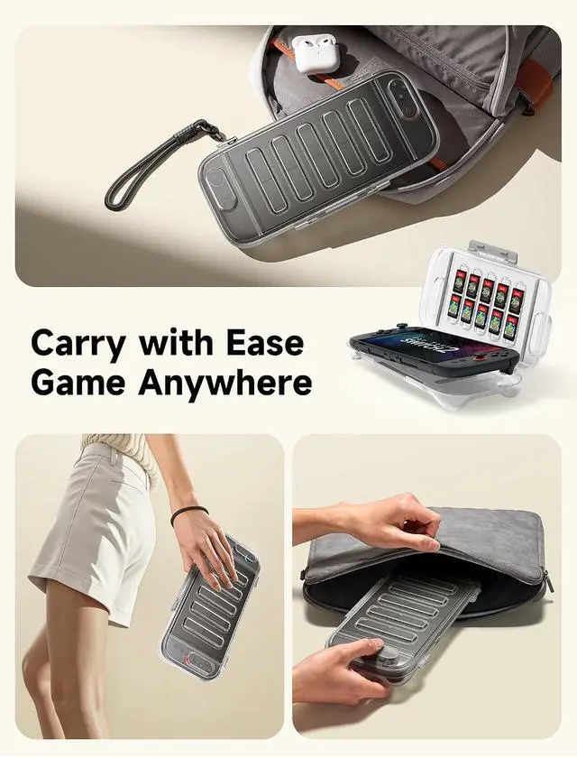 Alt view image 6 of 7 - Protective Case for Nintendo Switch 2 (2025), Hard Carrying Shell, Slim & Portable, Dustproof, Built-in 10 Game Card Slot, Travel-Carry, Full Protection Cover Translucent Clear PC0116
