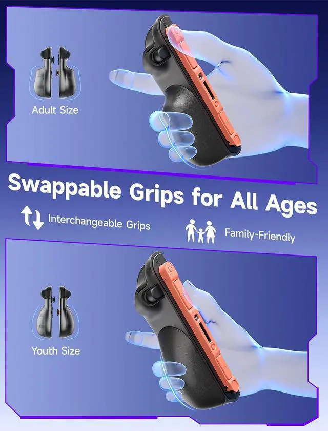 Alt view image 4 of 7 - Protective Case for Nintendo Switch 2 (2025), Detachable JoyCon Covers, U-Shape Kickstand Cutout, Includes Large & Small Grip Set, Matte Anti-Scratch & Anti-Slip (Black)-PC0117