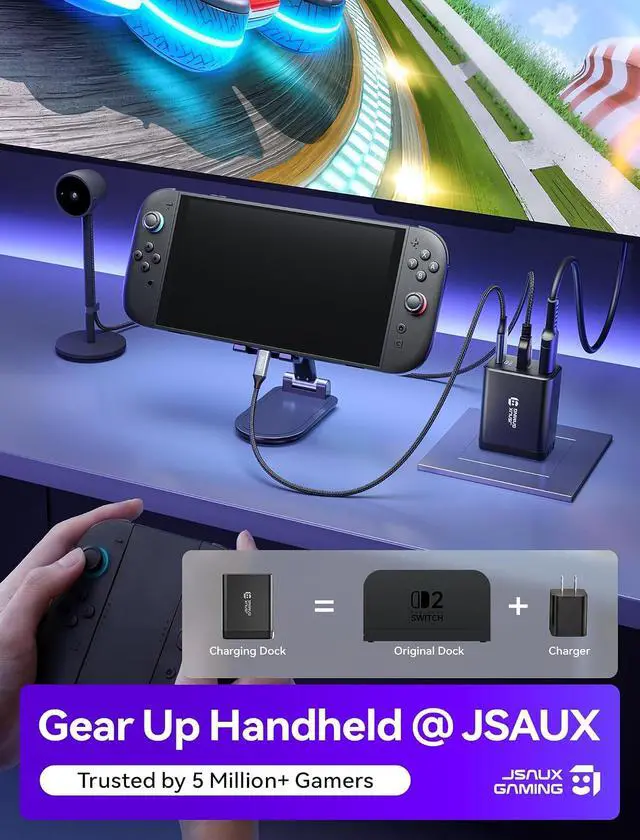 Alt view image 2 of 7 - 65W Switch Dock with 4K@120Hz HDMI, 65W PD Fast Charging, USB A Port, USB C TV Docking Station Compatible with Switch/Steam Deck/ROG Ally/Samsung/iPad/MacBook and More - OmniCentro Charger Dock