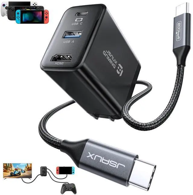 Main image of 65W Switch Dock with 4K@120Hz HDMI, 65W PD Fast Charging, USB A Port, USB C TV Docking Station Compatible with Switch/Steam Deck/ROG Ally/Samsung/iPad/MacBook and More - OmniCentro Charger Dock