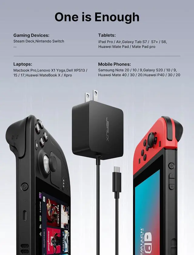 Alt view image 5 of 7 - 2-Pack Steam Deck Screen Protectors + 45W USB C Charger Compatible with Steam Deck