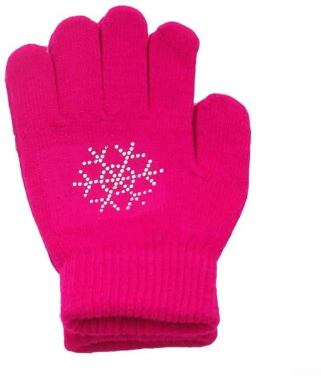 Main image of Figure Skating Gloves For Children, Warm Cotton Stretch Mittens With Non-Slip Rubber Dots, Winter Ice Sports Grip Gloves For Ages 3-10, Black(M Pink)