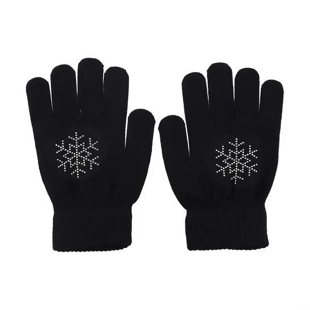 Alt view image 4 of 7 - Figure Skating Gloves For Children, Warm Cotton Stretch Mittens With Non-Slip Rubber Dots, Winter Ice Sports Grip Gloves For Ages 3-10, Black(L Black)