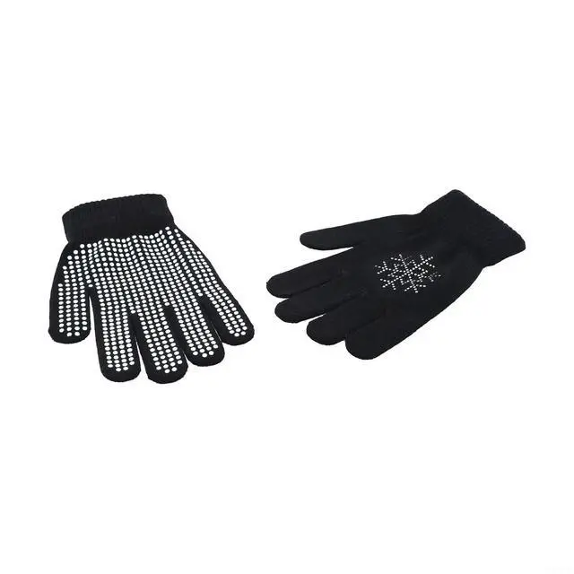 Alt view image 5 of 7 - Figure Skating Gloves For Children, Warm Cotton Stretch Mittens With Non-Slip Rubber Dots, Winter Ice Sports Grip Gloves For Ages 3-10, Black(L Black)