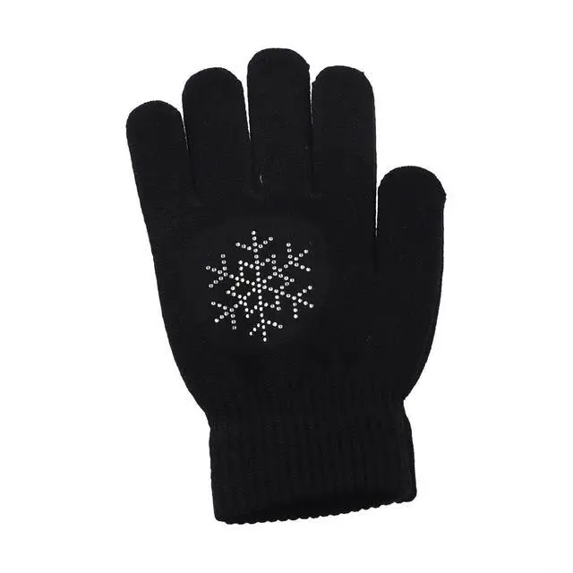 Alt view image 6 of 7 - Figure Skating Gloves For Children, Warm Cotton Stretch Mittens With Non-Slip Rubber Dots, Winter Ice Sports Grip Gloves For Ages 3-10, Black(L Black)