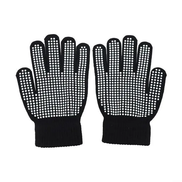 Alt view image 7 of 7 - Figure Skating Gloves For Children, Warm Cotton Stretch Mittens With Non-Slip Rubber Dots, Winter Ice Sports Grip Gloves For Ages 3-10, Black(L Black)