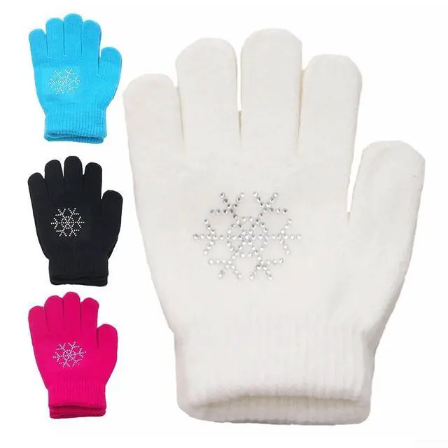 Alt view image 2 of 5 - Figure Skating Gloves For Children, Warm Cotton Stretch Mittens With Non-Slip Rubber Dots, Winter Ice Sports Grip Gloves For Ages 3-10, Black(M Pink)