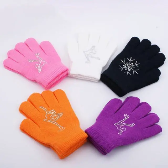 Alt view image 4 of 5 - Figure Skating Gloves For Children, Warm Cotton Stretch Mittens With Non-Slip Rubber Dots, Winter Ice Sports Grip Gloves For Ages 3-10, Black(M Pink)