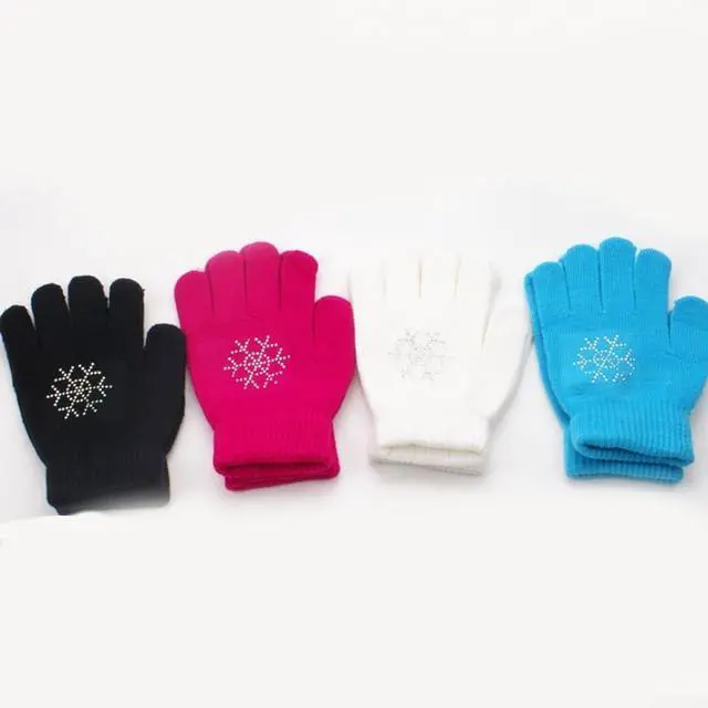 Alt view image 5 of 5 - Figure Skating Gloves For Children, Warm Cotton Stretch Mittens With Non-Slip Rubber Dots, Winter Ice Sports Grip Gloves For Ages 3-10, Black(M Pink)