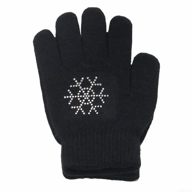 Alt view image 6 of 7 - Figure Skating Gloves For Children, Warm Cotton Stretch Mittens With Non-Slip Rubber Dots, Winter Ice Sports Grip Gloves For Ages 3-10, Black(S Black)
