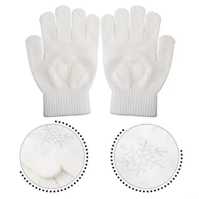 Alt view image 5 of 7 - Figure Skating Gloves For Children, Warm Cotton Stretch Mittens With Non-Slip Rubber Dots, Winter Ice Sports Grip Gloves For Ages 3-10, Black(L White)