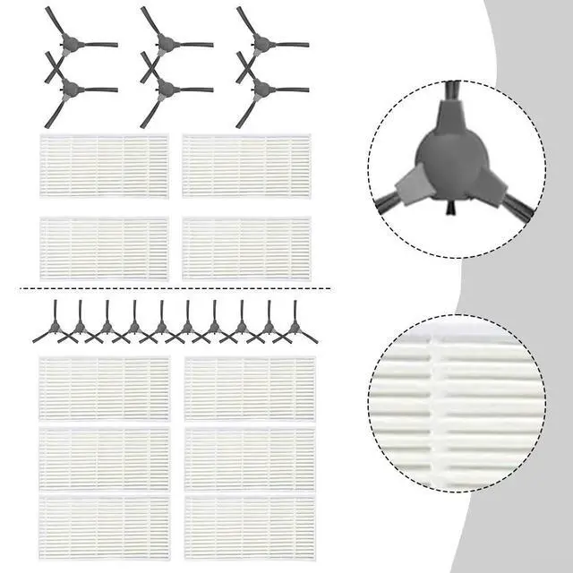 Alt view image 2 of 5 - A1 Robot Vacuum Cleaner Parts, Replacement Side Brushes And Filters Kit, Plastic Nylon Bristles With High Efficiency Filtration, Install Accessories For Cleaning(B)