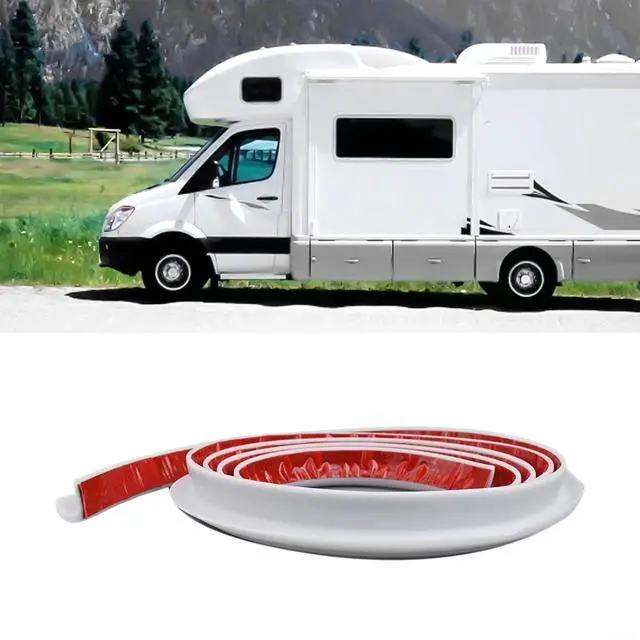 Alt view image 3 of 7 - White 2M PVC Rubber Seal Gutter Strip,For Cars Vans RVs Boats,Flexible Drip Track Molding With Tape,Easy Install Weather Protection