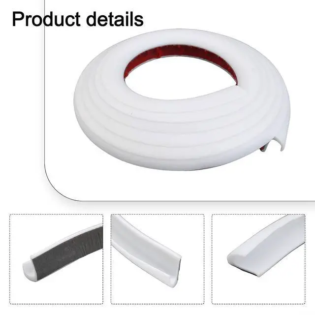 Alt view image 4 of 7 - White 2M PVC Rubber Seal Gutter Strip,For Cars Vans RVs Boats,Flexible Drip Track Molding With Tape,Easy Install Weather Protection