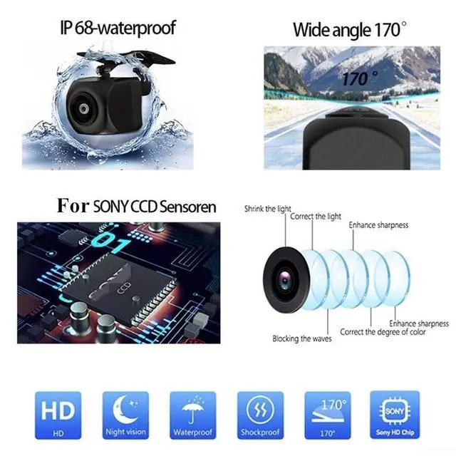 Alt view image 4 of 7 - For Toyota For YARIS Rear View Backup Camera 2006-2012, Night IP67 Waterproof License Plate Cam With Guide Lines
