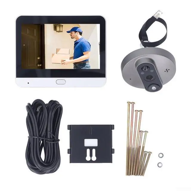 Alt view image 4 of 7 - 1080P HD Peephole Camera with 4.3in Display and PIR Motion Detection, 2-Way Audio Wireless Door Viewer for Smart Home Security, Compatible with WLAN, Silver