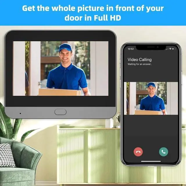 Alt view image 7 of 7 - 1080P HD Peephole Camera with 4.3in Display and PIR Motion Detection, 2-Way Audio Wireless Door Viewer for Smart Home Security, Compatible with WLAN, Silver