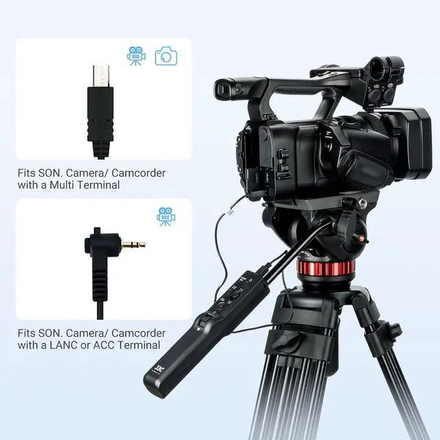 Alt view image 4 of 7 - Tripod Pan Bar Handle Zoom Remote Control for Sony A7RV A7SIII A7IV A7RIV A7III A7S A7III II A9III II A1 ZV-1 FX30 FX3 HDR-CX405 FDR-AX53 Multi Terminal Cameras fits Selected Manfrotto Tripod 502 Head