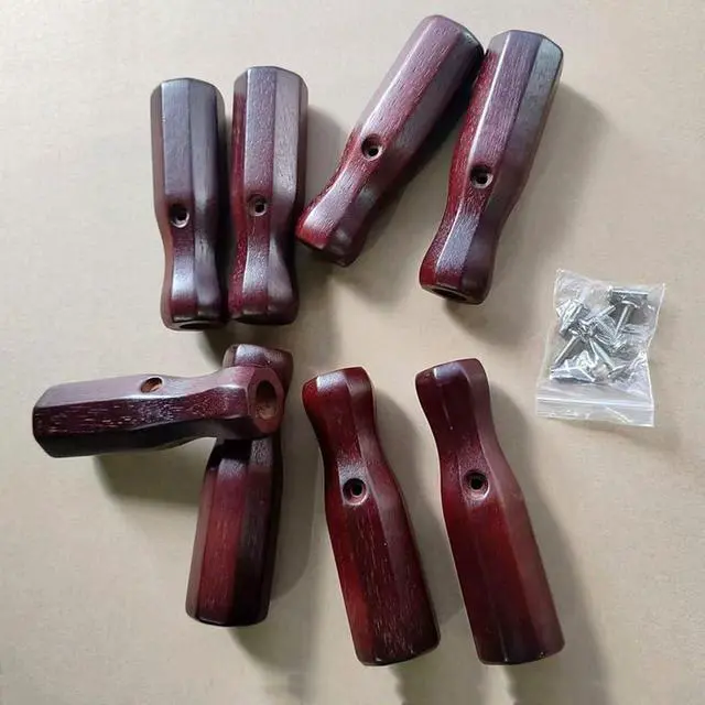 Alt view image 5 of 7 - 8pcs Foosball Table Handles Solid Wood Nonslip Grip with Screws 125mm Length 16mm Inner Diameter,for Most Soccer Table Rods Red Black Yellow (red)