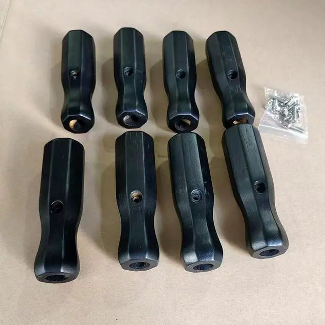 Alt view image 3 of 7 - 8pcs Foosball Table Handles Solid Wood Nonslip Grip with Screws 125mm Length 16mm Inner Diameter,for Most Soccer Table Rods Red Black Yellow (black)