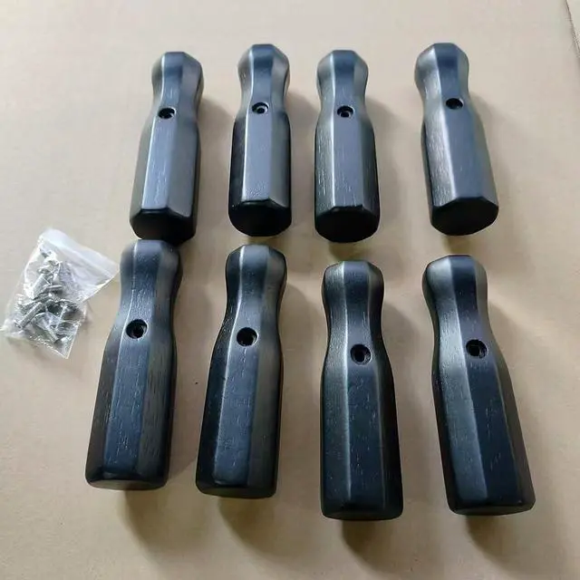 Alt view image 5 of 7 - 8pcs Foosball Table Handles Solid Wood Nonslip Grip with Screws 125mm Length 16mm Inner Diameter,for Most Soccer Table Rods Red Black Yellow (black)