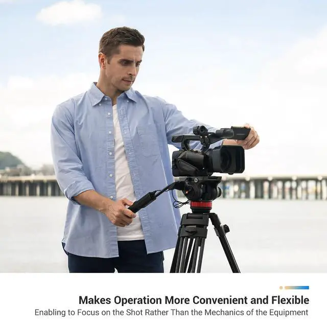 Alt view image 7 of 7 - Tripod Pan Bar Handle Zoom Remote Control for Sony A7RV A7SIII A7IV A7RIV A7III A7S A7III II A9III II A1 ZV-1 FX30 FX3 HDR-CX405 FDR-AX53 Multi Terminal Cameras fits Selected Manfrotto Tripod 502 Head