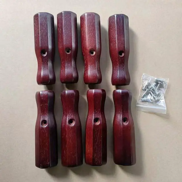 Alt view image 6 of 7 - 8pcs Foosball Table Handles Solid Wood Nonslip Grip with Screws 125mm Length 16mm Inner Diameter,for Most Soccer Table Rods Red Black Yellow (red)