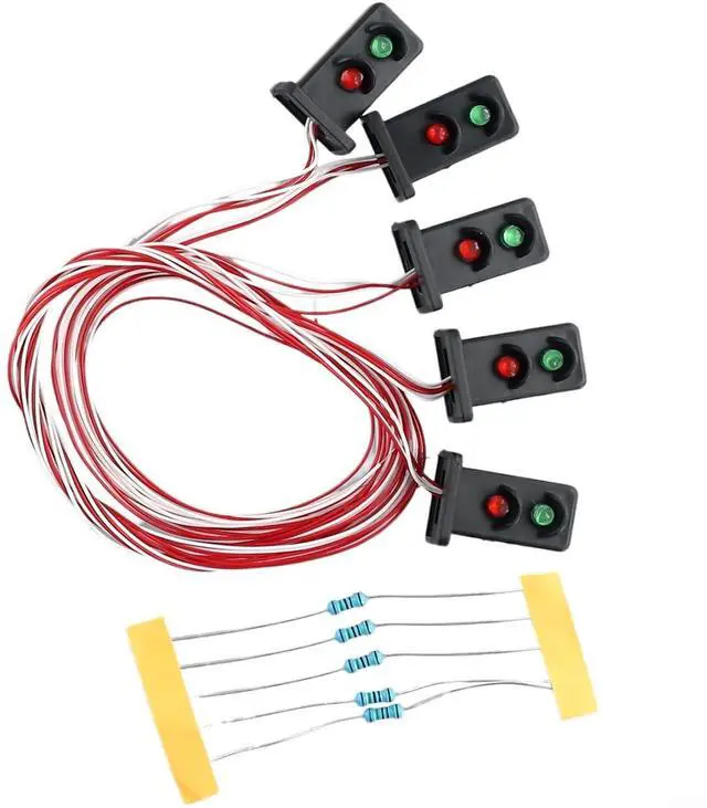 Main image of OO Scale Model Railroad Dwarf Signals 2 Aspect Red Green LED 20Mm With Resistors For HO Layout Scenery Accessories 5 Pack