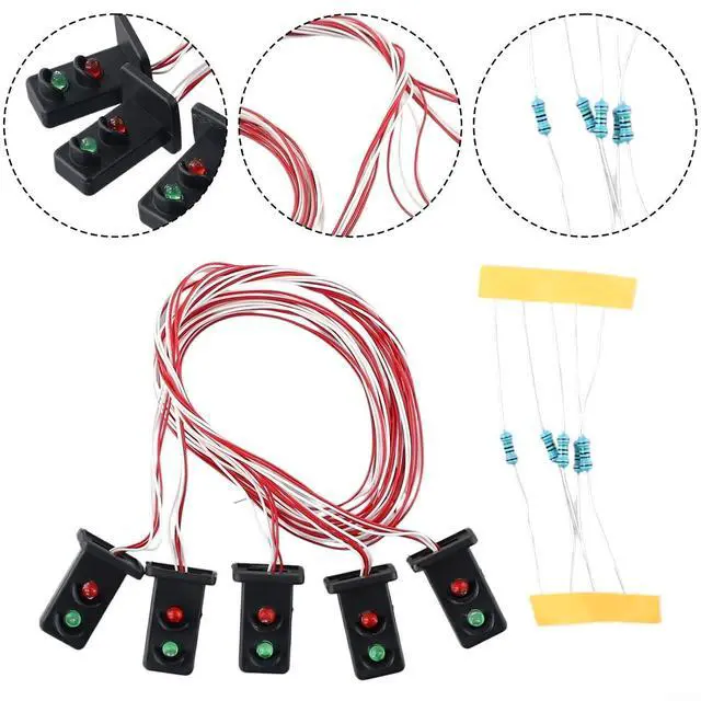 Alt view image 3 of 7 - OO Scale Model Railroad Dwarf Signals 2 Aspect Red Green LED 20Mm With Resistors For HO Layout Scenery Accessories 5 Pack