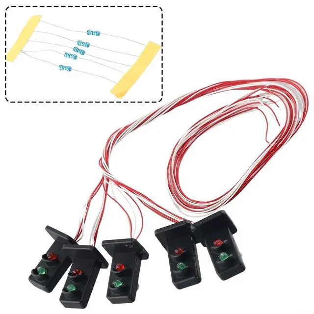 Alt view image 4 of 7 - OO Scale Model Railroad Dwarf Signals 2 Aspect Red Green LED 20Mm With Resistors For HO Layout Scenery Accessories 5 Pack