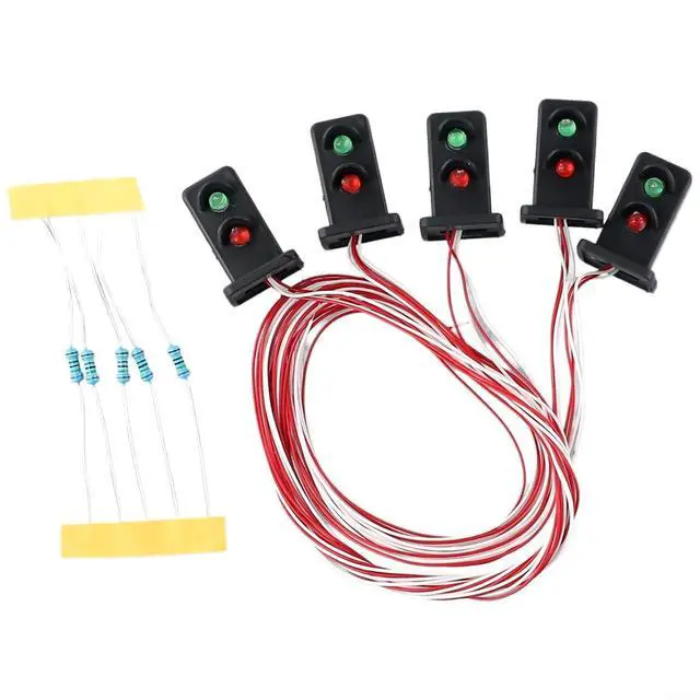Alt view image 7 of 7 - OO Scale Model Railroad Dwarf Signals 2 Aspect Red Green LED 20Mm With Resistors For HO Layout Scenery Accessories 5 Pack