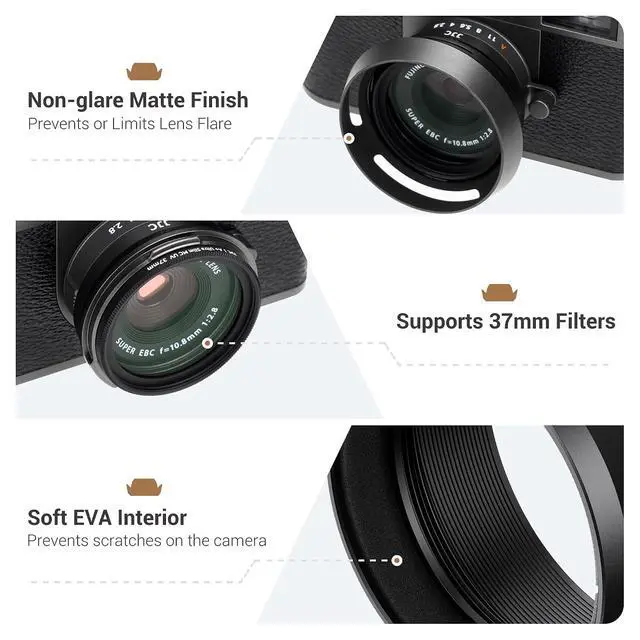 Alt view image 2 of 7 - Metal X Half Lens Hood Protector with 37mm Filter Adapter Ring for Fujifilm Fuji X Half XHalf Digital Camera, Aluminum Alloy Xhalf Sun Shade Protector, Block Stray Light (No Filter Included) - Silver