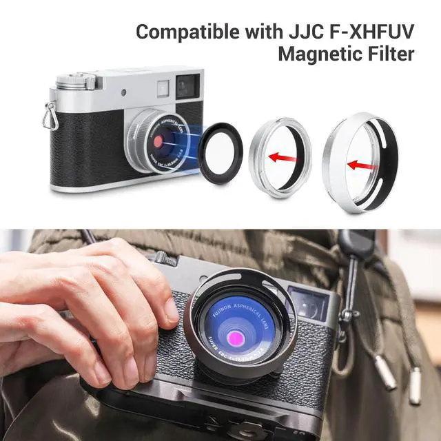 Alt view image 3 of 7 - Metal X Half Lens Hood Protector with 37mm Filter Adapter Ring for Fujifilm Fuji X Half XHalf Digital Camera, Aluminum Alloy Xhalf Sun Shade Protector, Block Stray Light (No Filter Included) - Silver