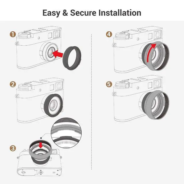 Alt view image 4 of 7 - Metal X Half Lens Hood Protector with 37mm Filter Adapter Ring for Fujifilm Fuji X Half XHalf Digital Camera, Aluminum Alloy Xhalf Sun Shade Protector, Block Stray Light (No Filter Included) - Silver