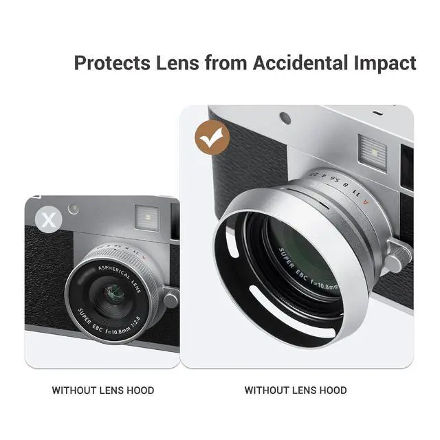 Alt view image 5 of 7 - Metal X Half Lens Hood Protector with 37mm Filter Adapter Ring for Fujifilm Fuji X Half XHalf Digital Camera, Aluminum Alloy Xhalf Sun Shade Protector, Block Stray Light (No Filter Included) - Silver