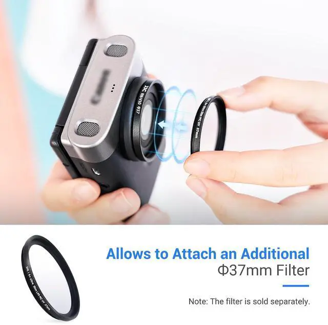 Alt view image 2 of 7 - Adherent Thread Filter Adapter Lens Adapter Ring for Canon V10 Camera, V10 Lens Adapter Installing 37MM UV CPL ND Filter, Includes 37mm Snap-On Lens Cap & Cap Keeper StringNot Include Any Filters