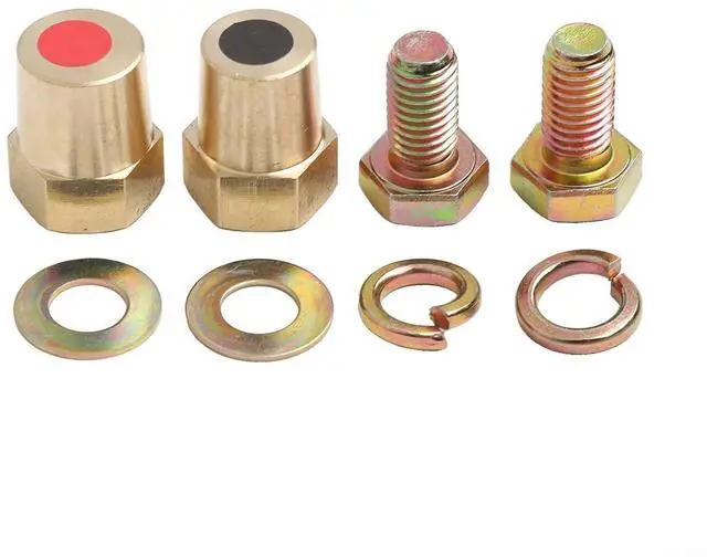 Alt view image 4 of 6 - M10 Stud Battery Junction Post Connector, Brass Power Terminal Adapter for Car Truck Yacht, 1 Pair(M8)